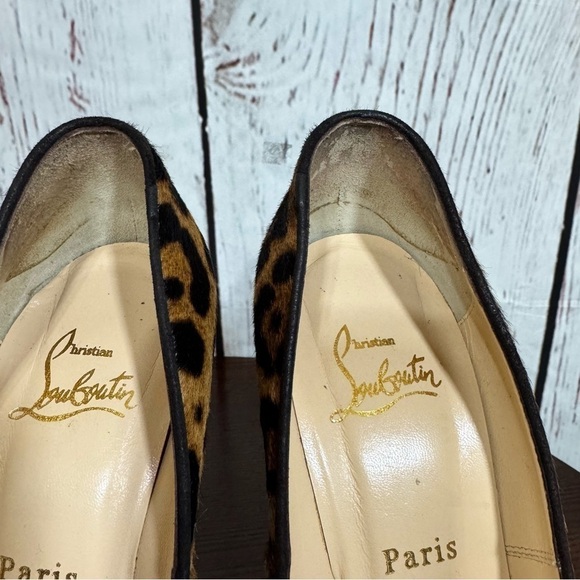 CHRISTIAN LOUBOUTIN Highness 160 PonyHair Leopard Print Peep Toe Platforms 38 EU - Picture 15 of 17